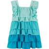 Aqua Tonal Ruffle-Tiered Dress - Dresses - 1 - thumbnail