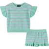Aqua Heart Knit Short Set - Mixed Apparel Set - 1 - thumbnail