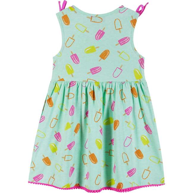 Blue Ice Cream Print Dress w/Shoulder Detail - Dresses - 2