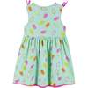 Blue Ice Cream Print Dress w/Shoulder Detail - Dresses - 2