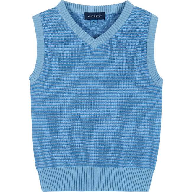 Plaid Poplin and Sweater Vest Set, White and Blue - Mixed Apparel Set - 2