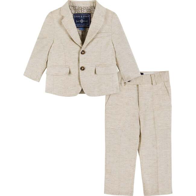 Infant Two-Piece Linen Suit, Stone
