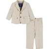 Infant Two-Piece Linen Suit, Stone - Suits & Separates - 1 - thumbnail