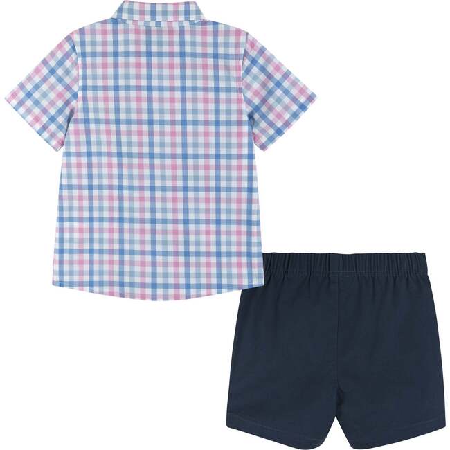 Infant White Plaid Three Piece Buttondown Set - Mixed Apparel Set - 2