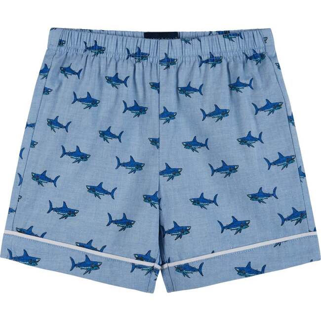 Blue Shark Print Woven PJ Set - Pajamas - 5