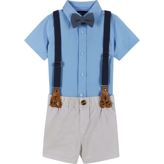 Infant Four Piece Suspender Set, Blue