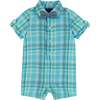 Infant Plaid Poplin Shirtall - Blue and Green - Rompers - 1 - thumbnail