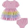 Infant Pink Puff Sleeve Dress - Dresses - 2