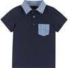 Infant Polo and Shorts Set - Navy and Chambray - Mixed Apparel Set - 2