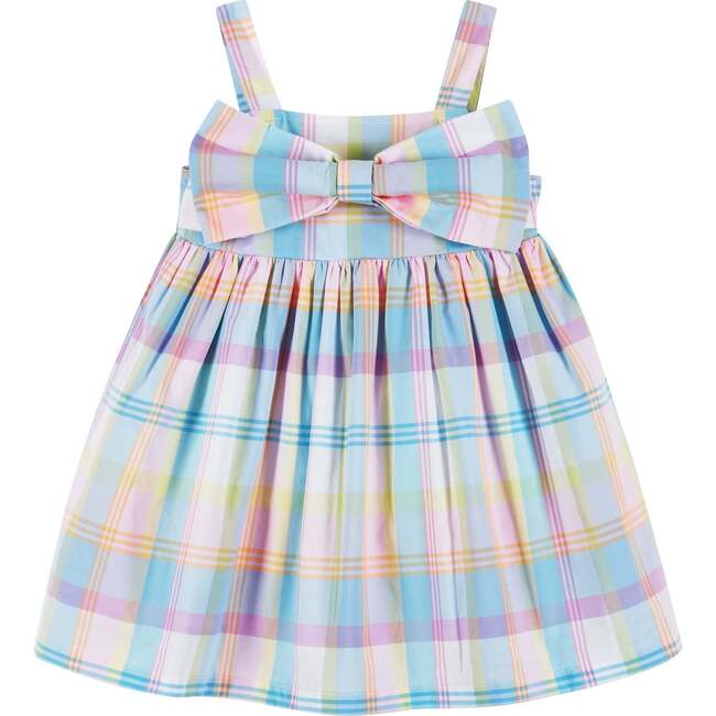 Infant Multi Plaid Babydoll Dress w/Bow Detail - Dresses - 2