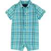 Infant Plaid Poplin Shirtall - Blue and Green - Rompers - 3