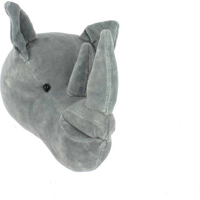 Mini Velvet Rhino Head Wall Decoration, Grey