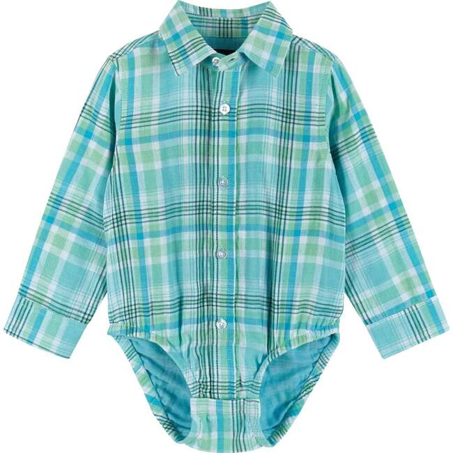 Infant Plaid Poplin and Sweater Vest Set, Green and Navy - Mixed Apparel Set - 3