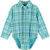 Infant Plaid Poplin and Sweater Vest Set, Green and Navy - Mixed Apparel Set - 3