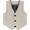 Infant Four Piece Buttondown and Vest Set, Beige - Suits & Separates - 4