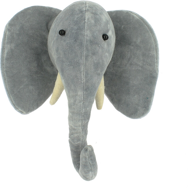 Mini Velvet Elephant Head Wall Decoration, Grey