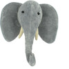 Mini Velvet Elephant Head Wall Decoration, Grey - Animal Heads - 1 - thumbnail