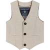 Four Piece Buttondown and Vest Set, Beige - Suits & Separates - 4