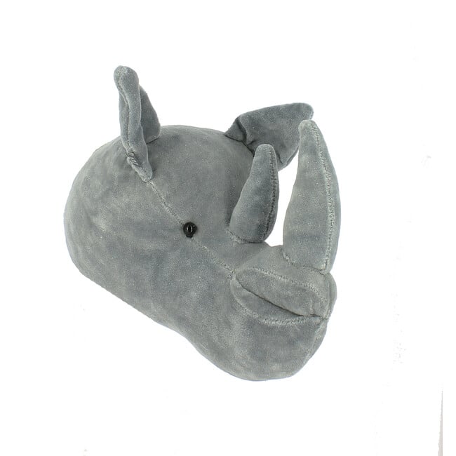 Mini Velvet Rhino Head Wall Decoration, Grey - Animal Heads - 2