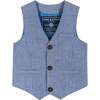 Four Piece Buttondown and Vest Set, Blue - Suits & Separates - 4