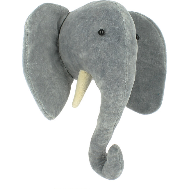 Mini Velvet Elephant Head Wall Decoration, Grey - Animal Heads - 2