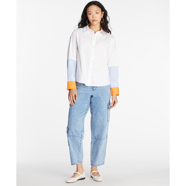 Women's Margaux Top, Optic White + Azure/Wh + Electric Peach - Blouses - 2