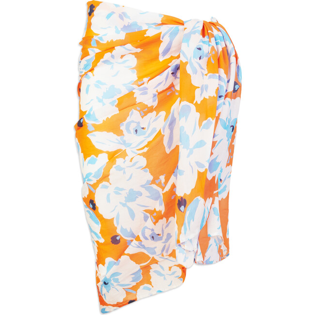 Women's Elora Sarong, Electric Peach Multi Scattered Peony