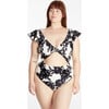 Women's Coraline One-Piece, Cream/Black Shadow Bloom - One Pieces - 3