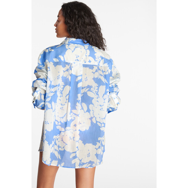 Women's Calandra Top, Azure Blue/Off White Shadow Bloom - Cover-Ups - 3
