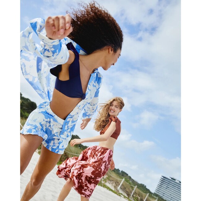 Women's Calandra Top, Azure Blue/Off White Shadow Bloom - Cover-Ups - 5