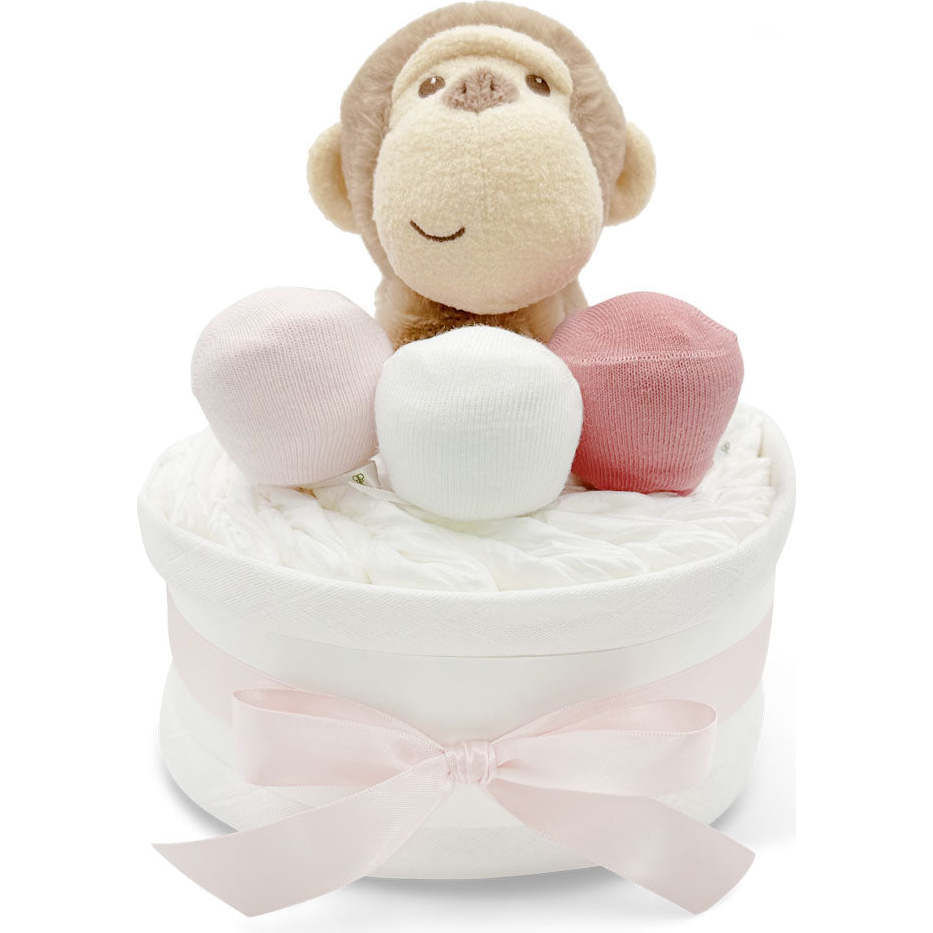 Morris Monkey Diaper Cake, Pink - Mixed Gift Sets - 1