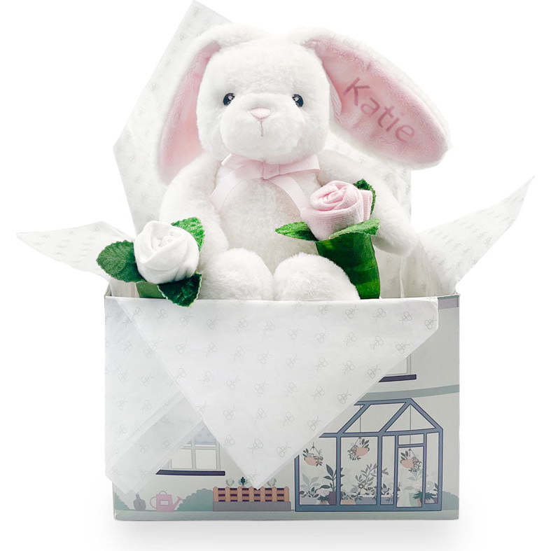Personalized Bunny and Buds New Baby Gift Set, Pink - Mixed Gift Sets - 1