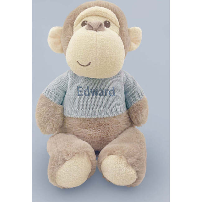 Personalized Morris Monkey Soft Toy With Snuggle Wrap, Blue - Mixed Gift Sets - 3