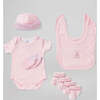 Hand Tied Baby Clothes Bouquet With Personalized Snuggle Wrap, Pink - Mixed Apparel Set - 4