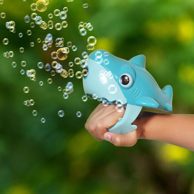 Motorized Handheld Shark Bubble Blower w/ 4 ounce Premium Bubble Solution - Arts & Crafts - 4