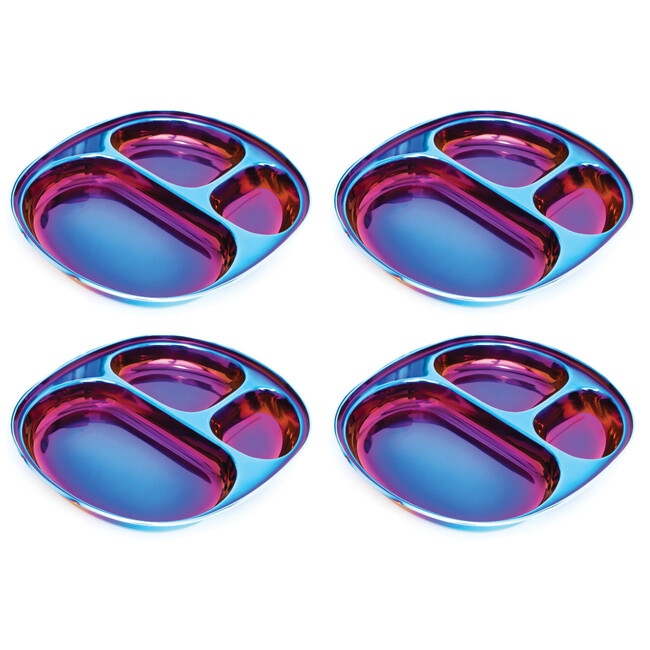 Balanced Bites Plates, Iridescent Blue (Set of 4)