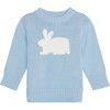 Kid's Bunny Knit Rib Trim Crew Neck Sweater, Light Blue - Sweaters - 1 - thumbnail