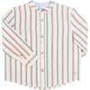 Striped Polo Collar Long Sleeve Shirt, Red - Shirts - 1 - thumbnail