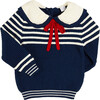 Striped Mariner Collar Jumper, Navy - Sweaters - 1 - thumbnail