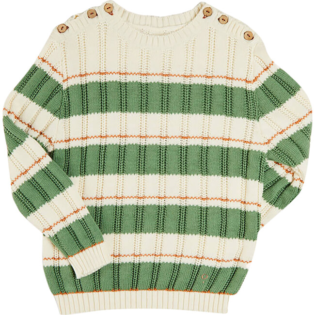 Striped Cable Knit Jumper, Green