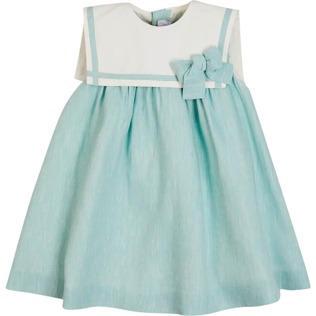Sleeveless Trapeze Dress With Bow Detail, Green