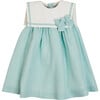 Sleeveless Trapeze Dress With Bow Detail, Green - Dresses - 1 - thumbnail