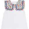 Poppy Floral Print Bib Collar Sleeveless Top, Red - Blouses - 1 - thumbnail