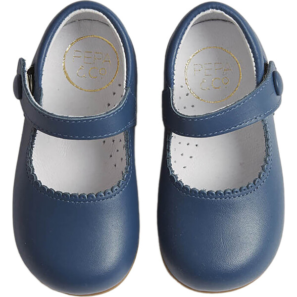 Leather Mary Jane Baby Shoes, French Blue - Pepa London Shoes & Booties ...