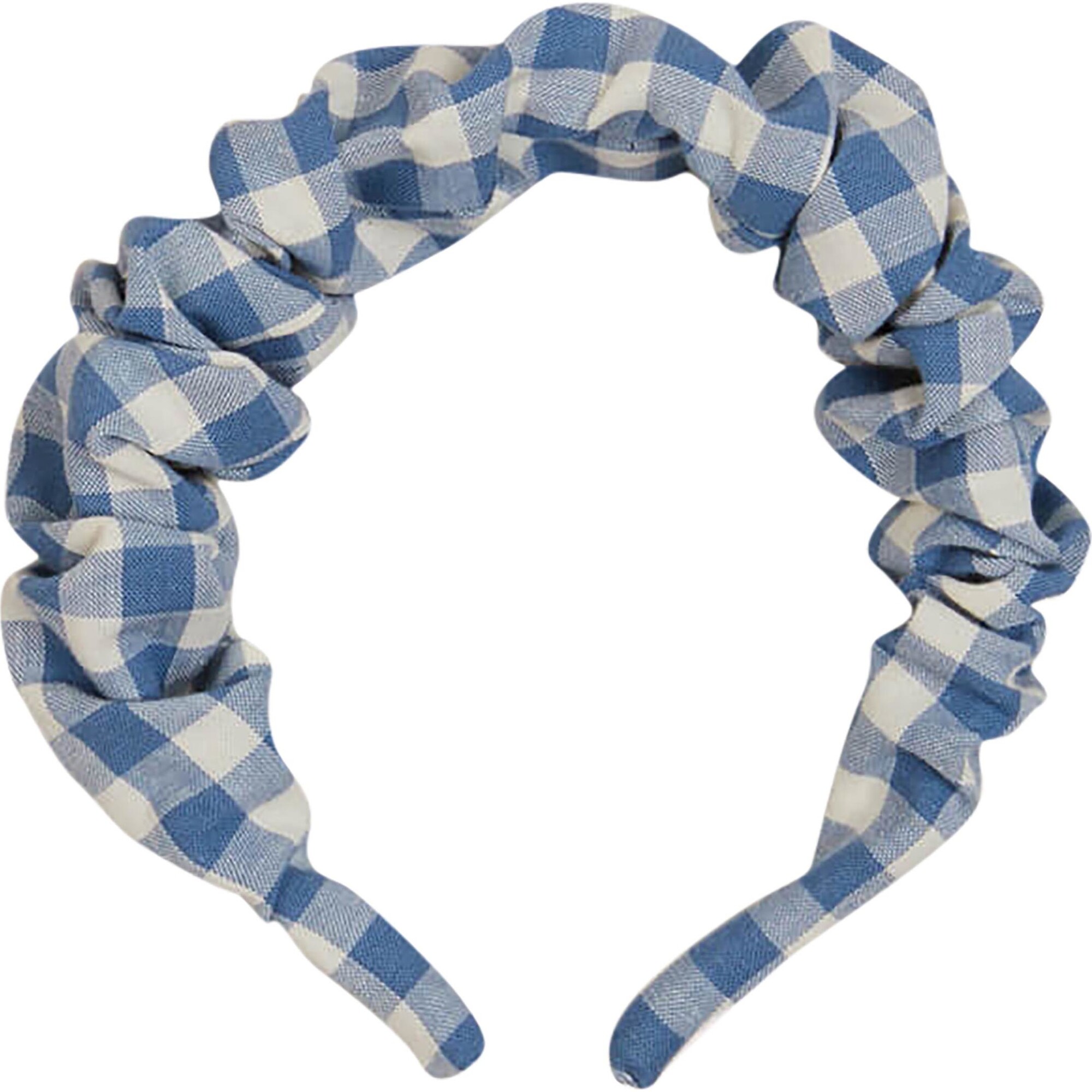 Gingham Scrunchie Hairband, Blue - Hair Accessories - 1