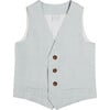 Plain Light Linen Vest, Blue - Coats - 1 - thumbnail