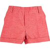 Plain Linen Shorts, Red - Shorts - 1 - thumbnail