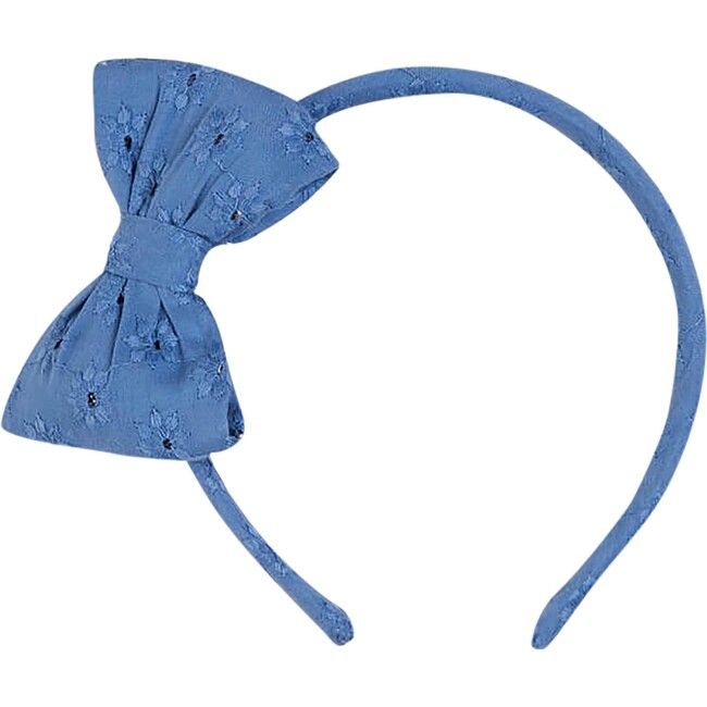 Floral Print Thin Bow Headband, Blue