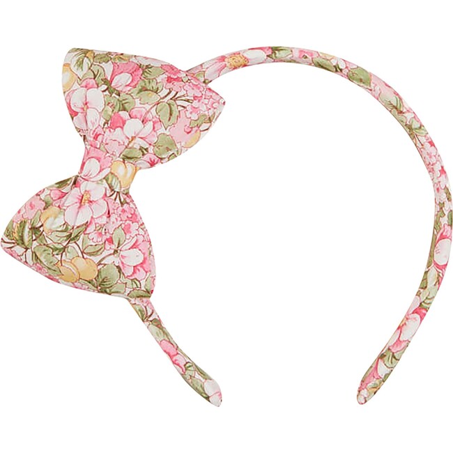 Floral Print Medium Bow Headband, Pink