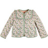 Emilia Floral Print Frill Trim Reversible Quilted Jacket, Green - Coats - 1 - thumbnail